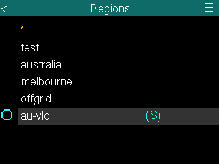 region list default